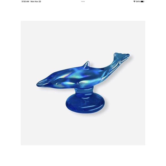 VTG Handmade Grandma Bluebirds Ron Roy Signed Dolphin Figurine Art Glass USA HTF - Picture 3 of 15
